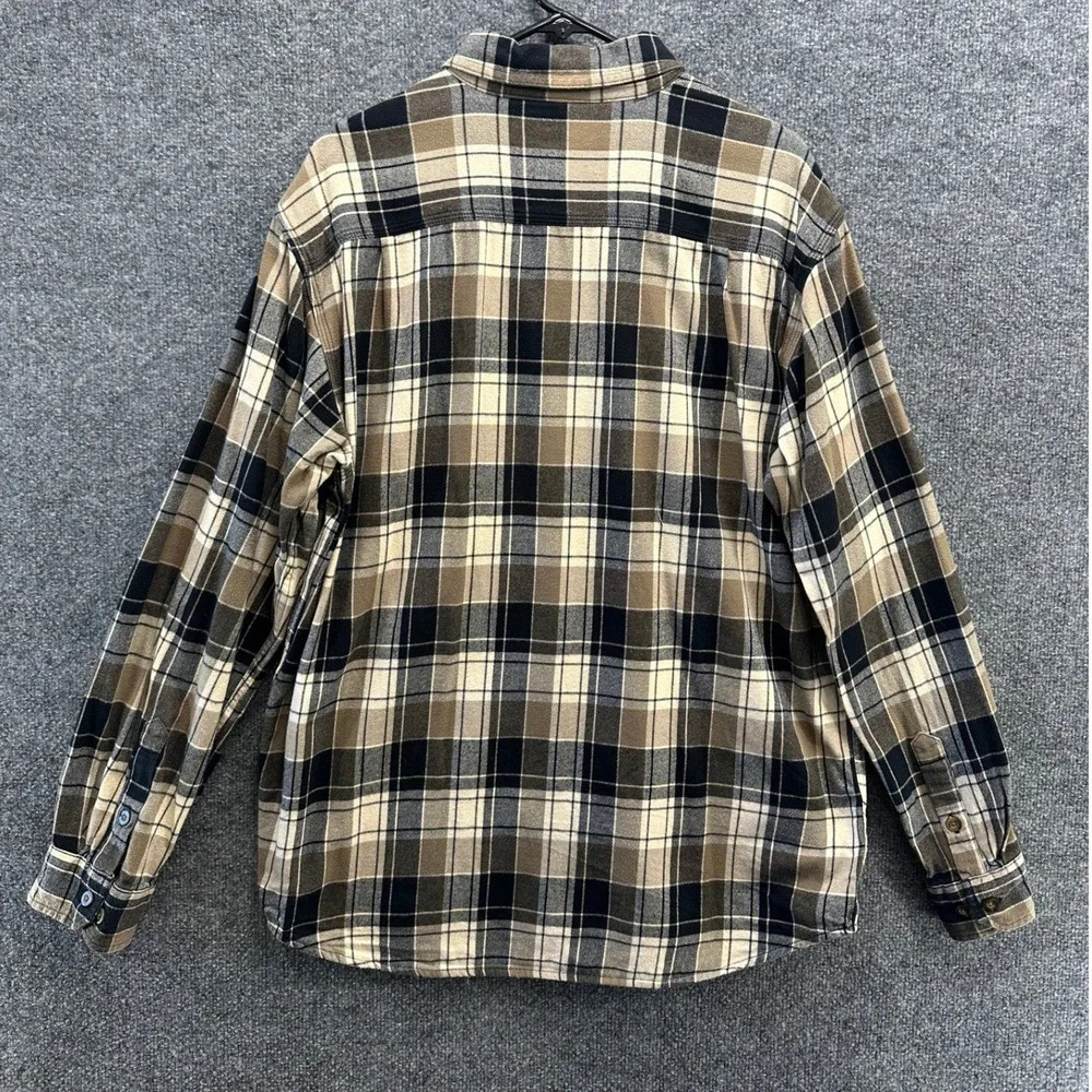 Carhartt Mens Relaxed Fit Plaid Heavy Weight Button Down Shirt Tan  102824 391 L